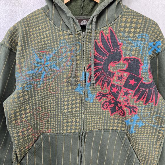 Vintage No Boundaries Nobo Mens Small Green Y2K AOP Eagle Skater Grunge Striped - Picture 3 of 10